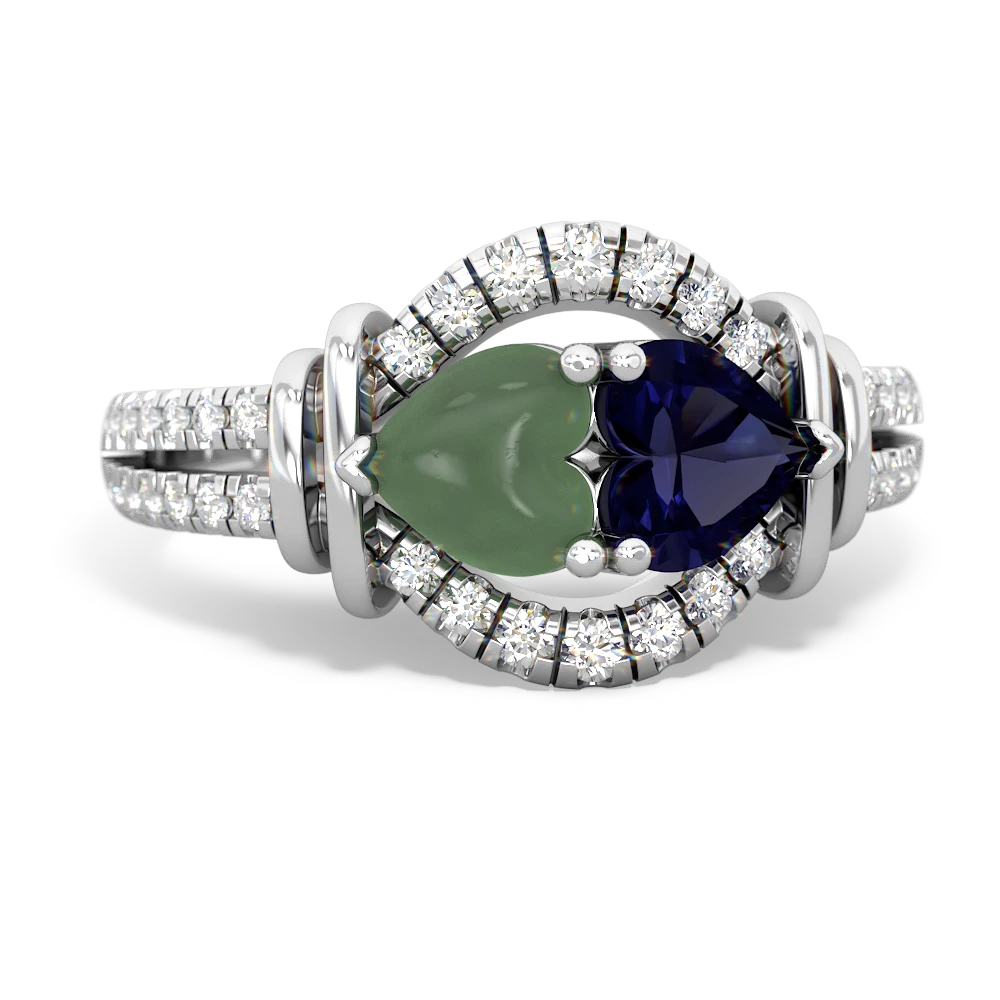 Jade Art-Deco Keepsake 14K White Gold ring R5630