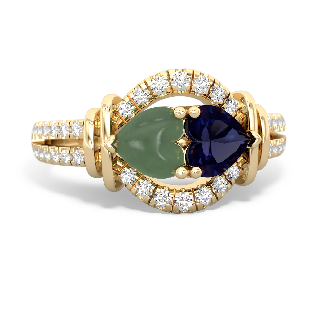 Jade Art-Deco Keepsake 14K Yellow Gold ring R5630