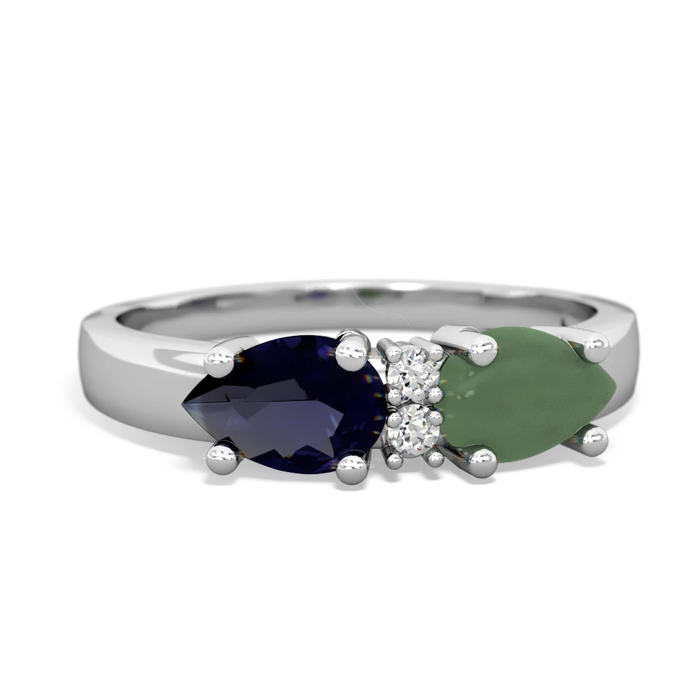 Jade Pear Bowtie 14K White Gold ring R0865