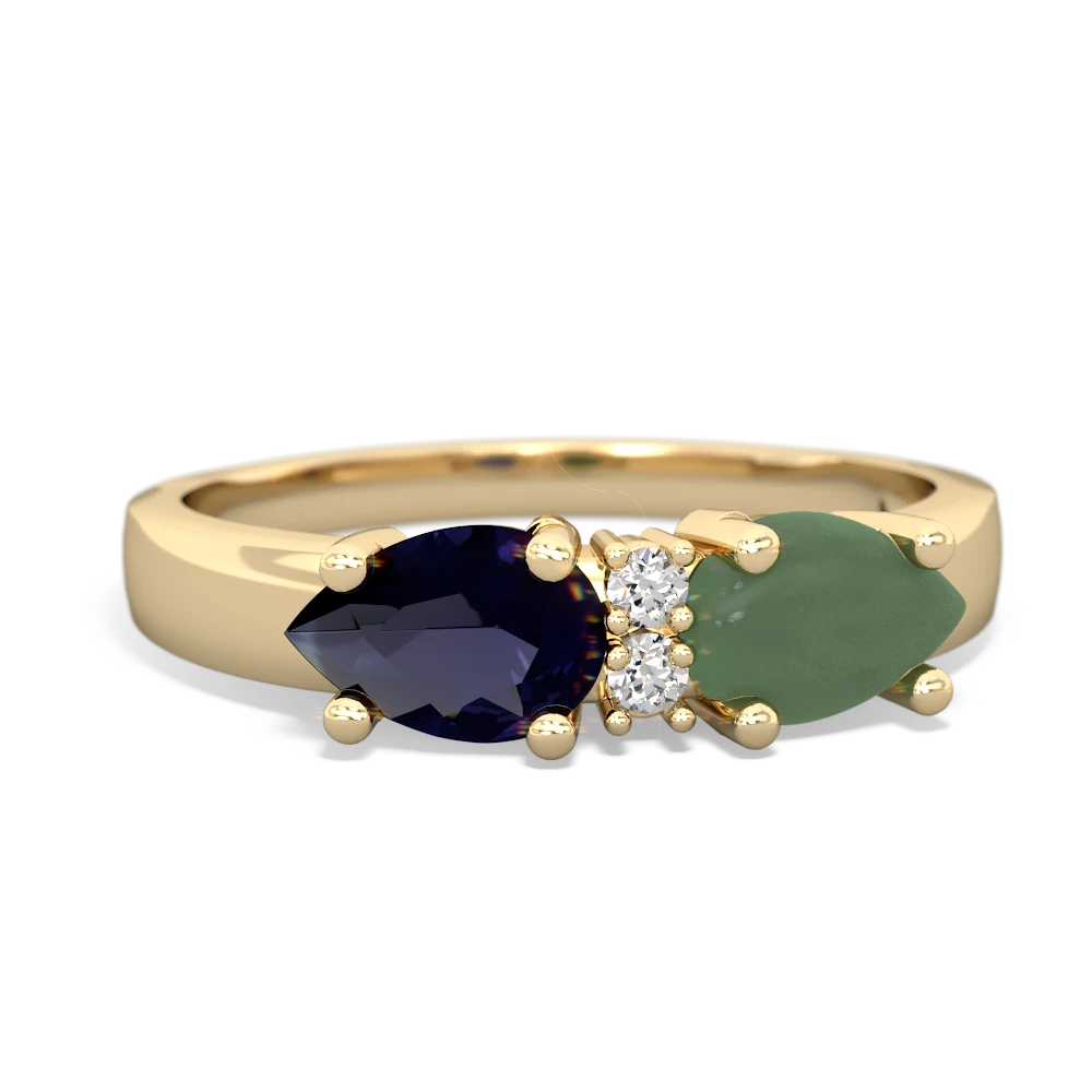 Jade Pear Bowtie 14K Yellow Gold ring R0865