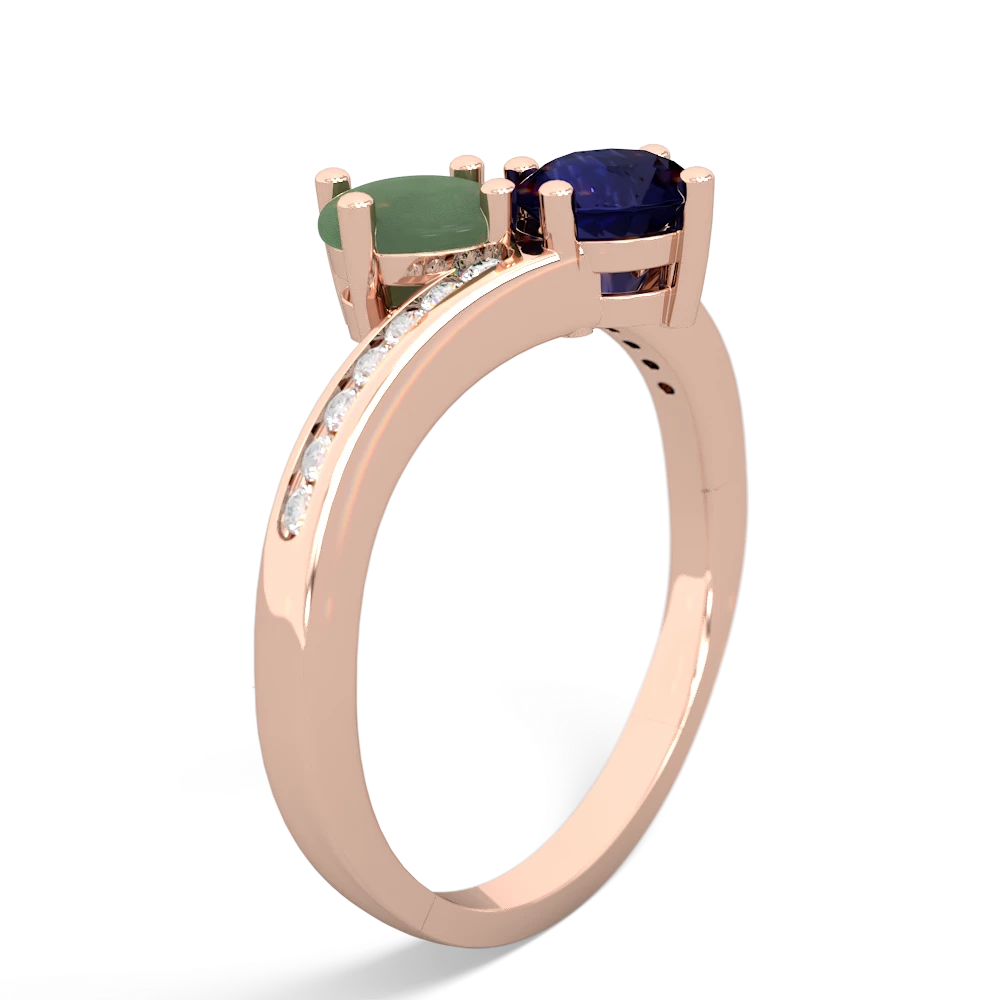 Jade Channel Set Two Stone 14K Rose Gold ring R5303