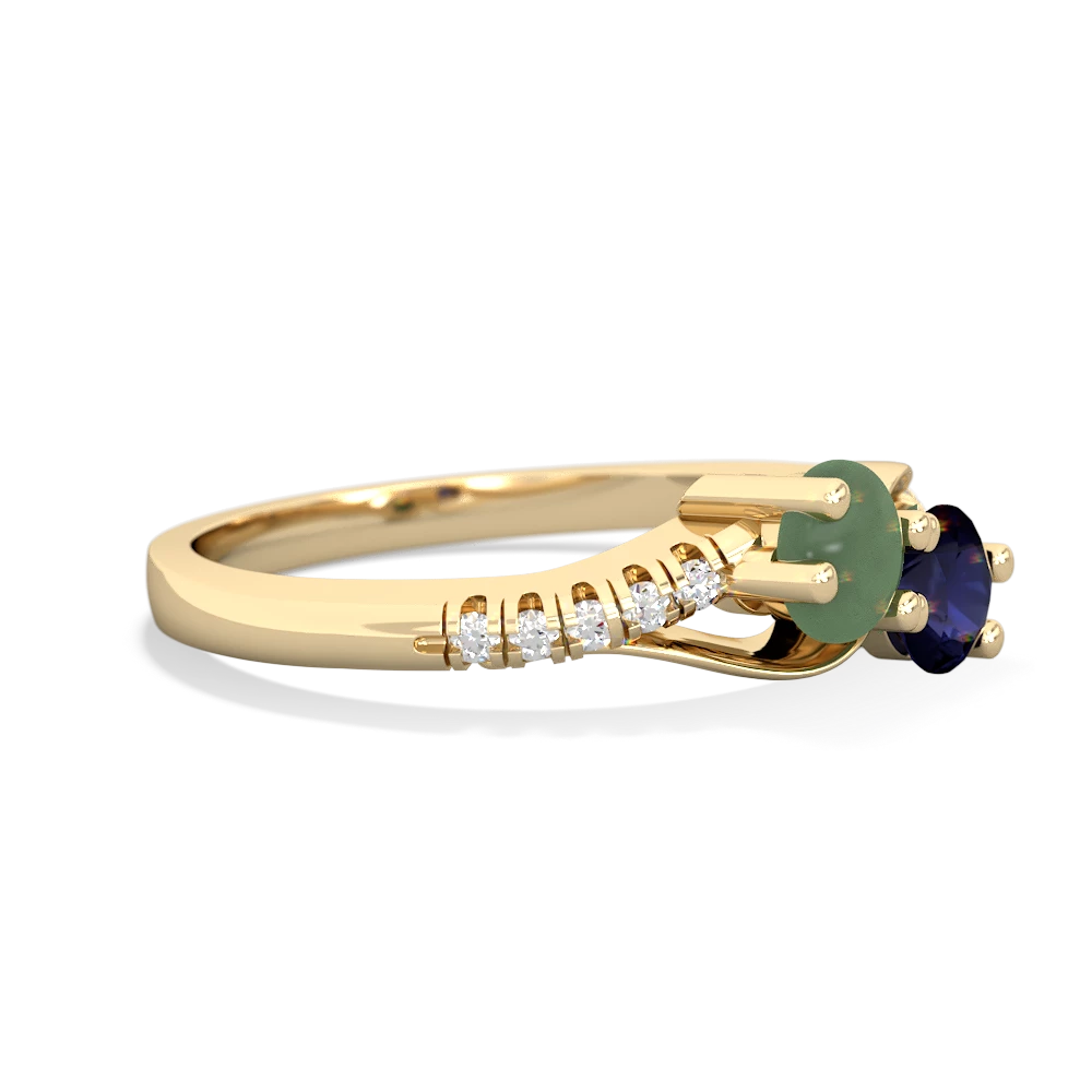 Jade Infinity Pave Two Stone 14K Yellow Gold ring R5285