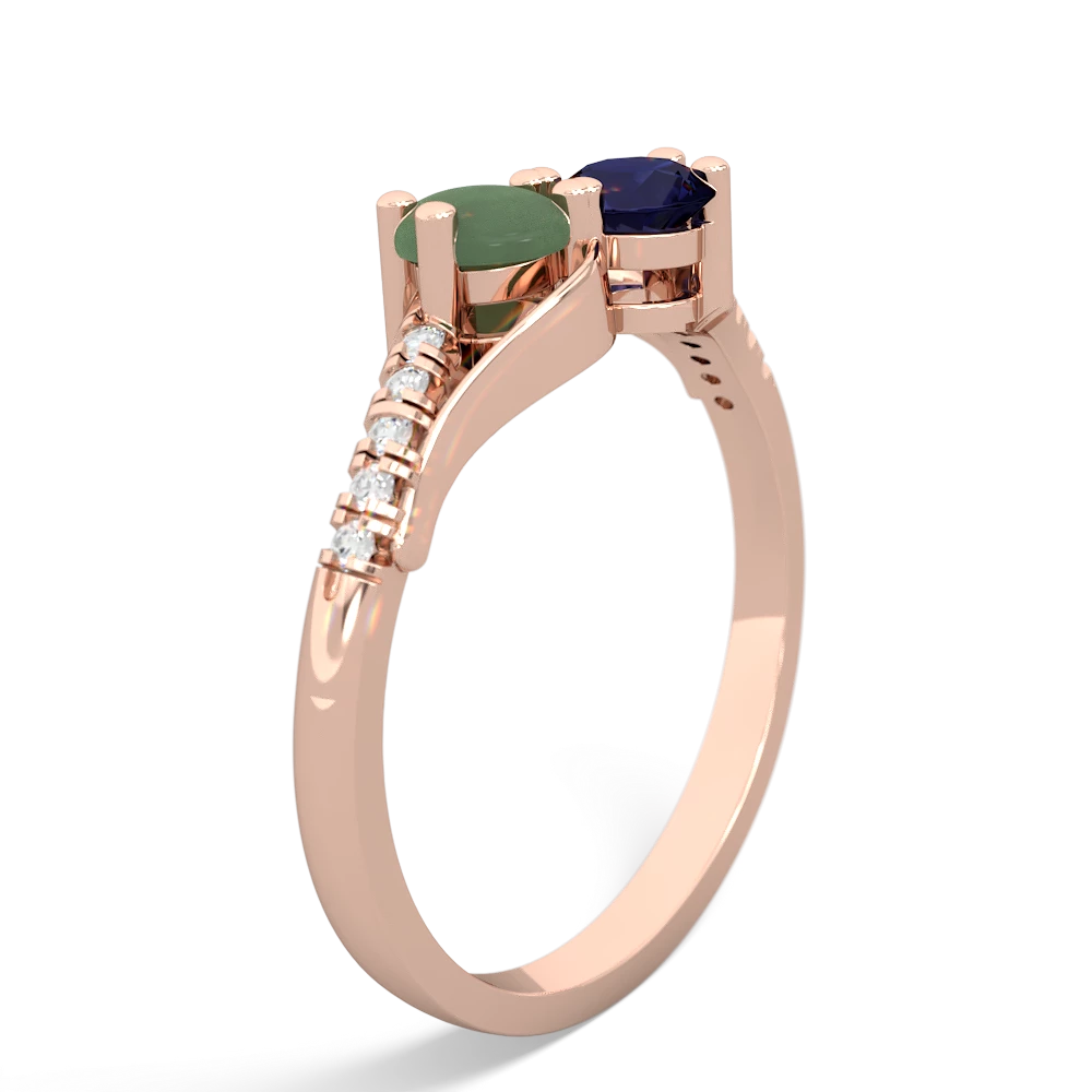 Jade Infinity Pave Two Stone 14K Rose Gold ring R5285