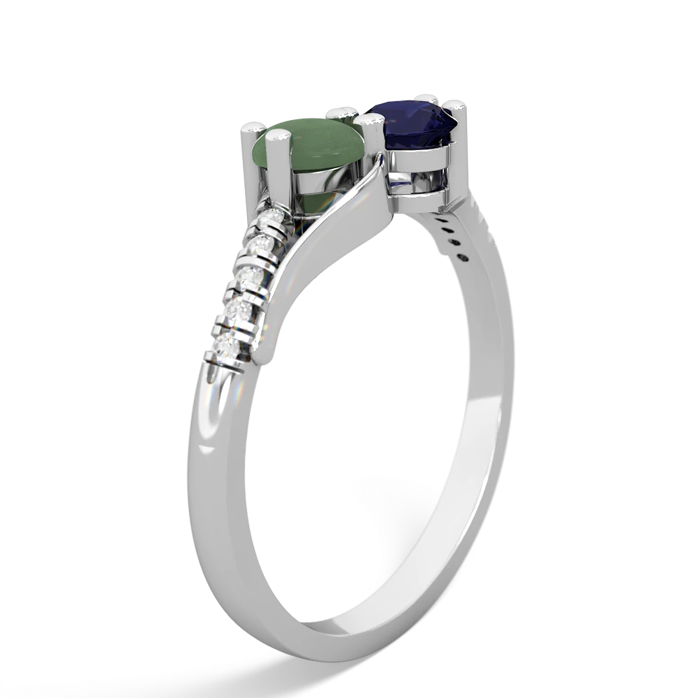 Jade Infinity Pave Two Stone 14K White Gold ring R5285