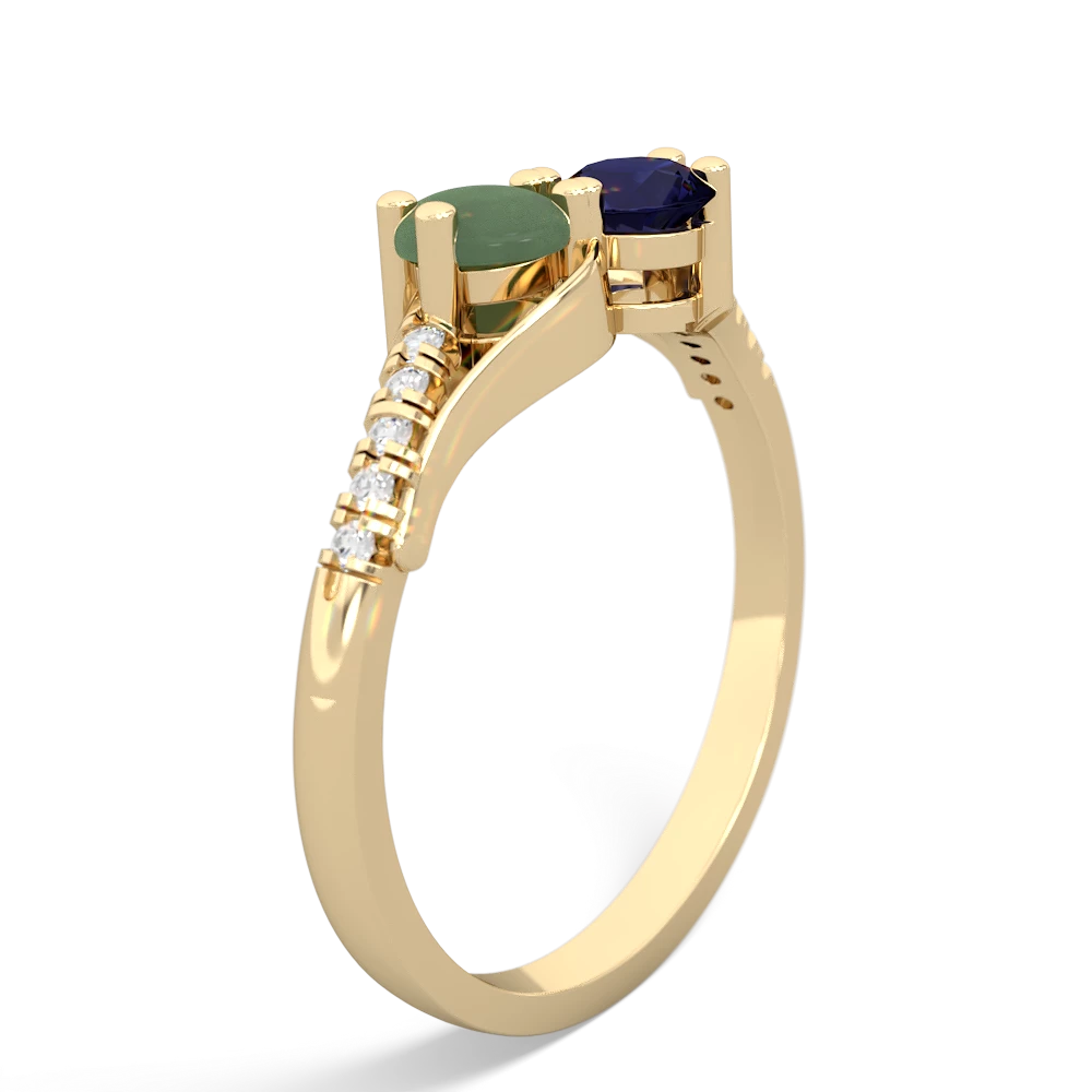 Jade Infinity Pave Two Stone 14K Yellow Gold ring R5285