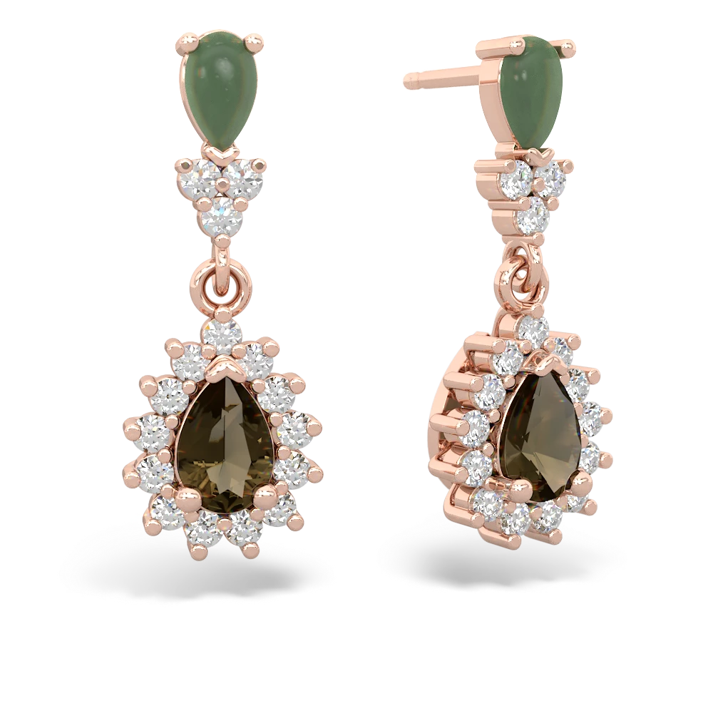 Jade Halo Pear Dangle 14K Rose Gold earrings E1882