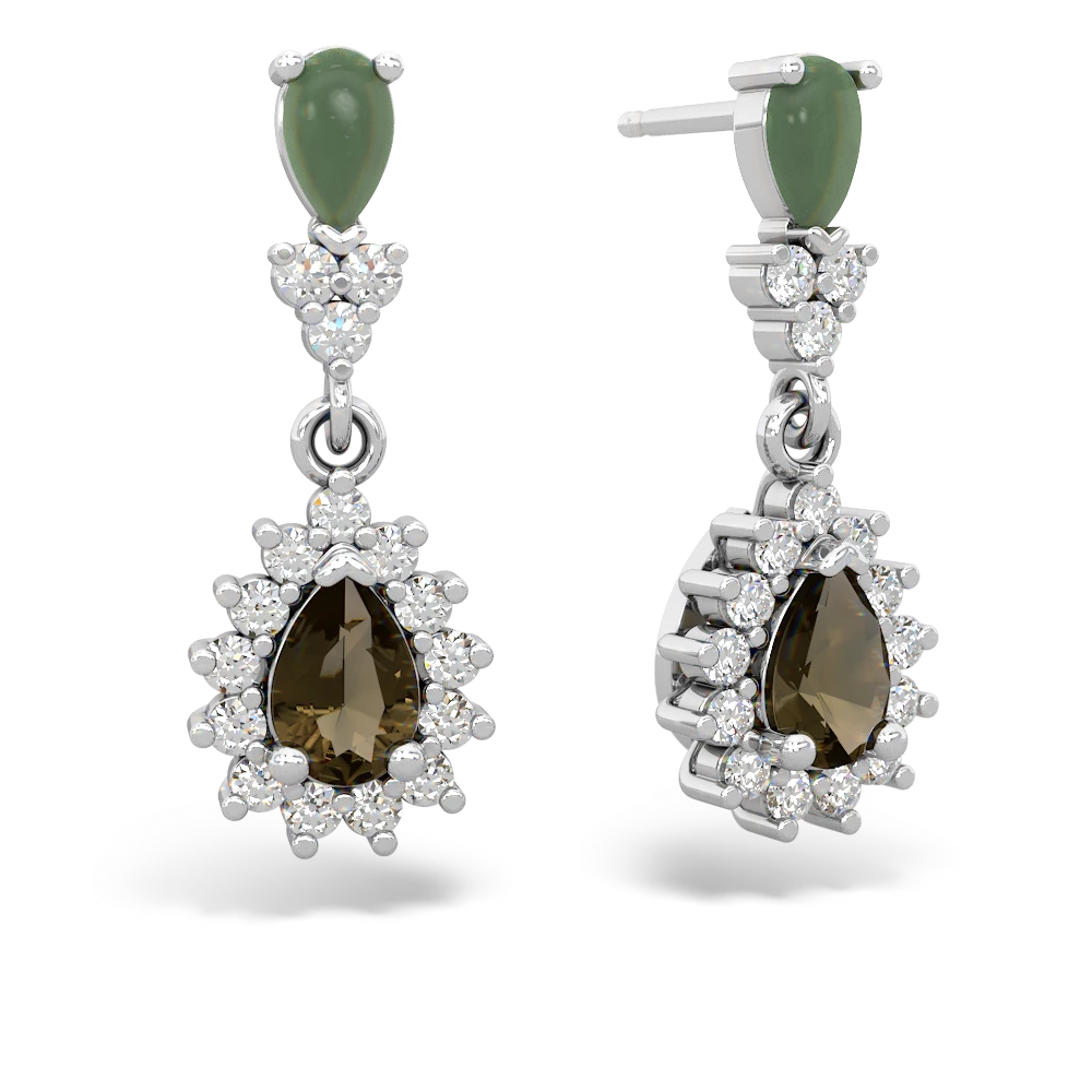 Jade Halo Pear Dangle 14K White Gold earrings E1882