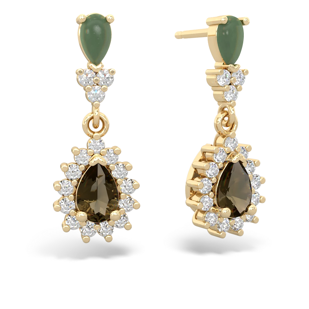 Jade Halo Pear Dangle 14K Yellow Gold earrings E1882