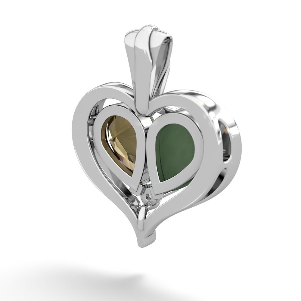 Jade Two Become One 14K White Gold pendant P5330