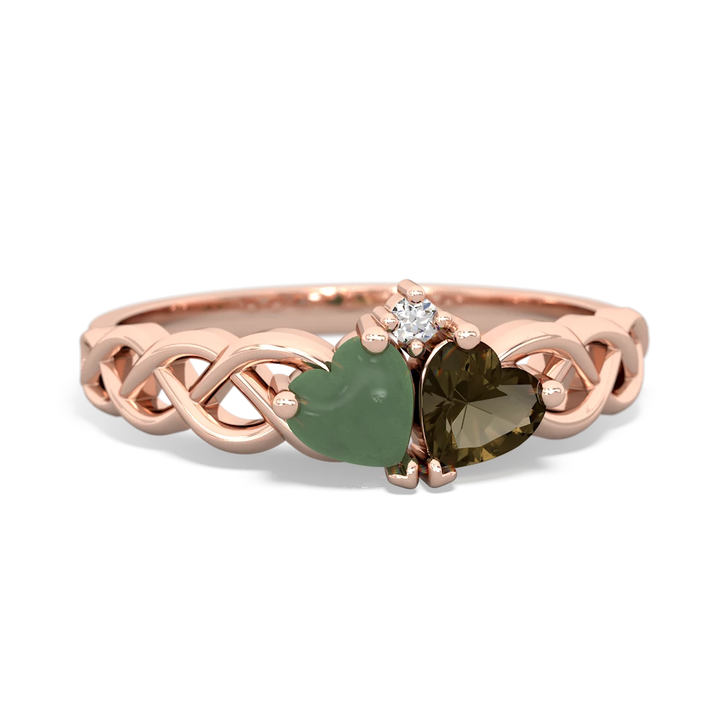 Jade Heart To Heart Braid 14K Rose Gold ring R5870