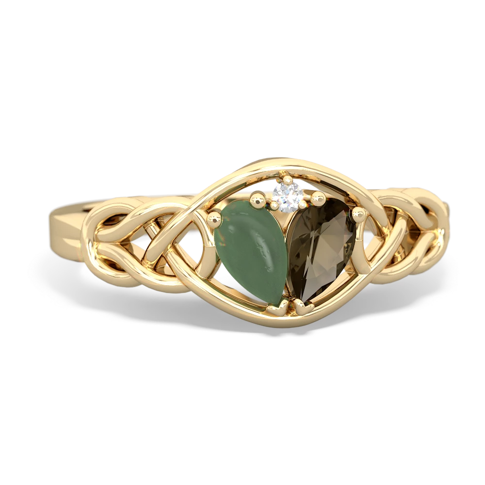 Jade Celtic Love Knot 14K Yellow Gold ring R5420