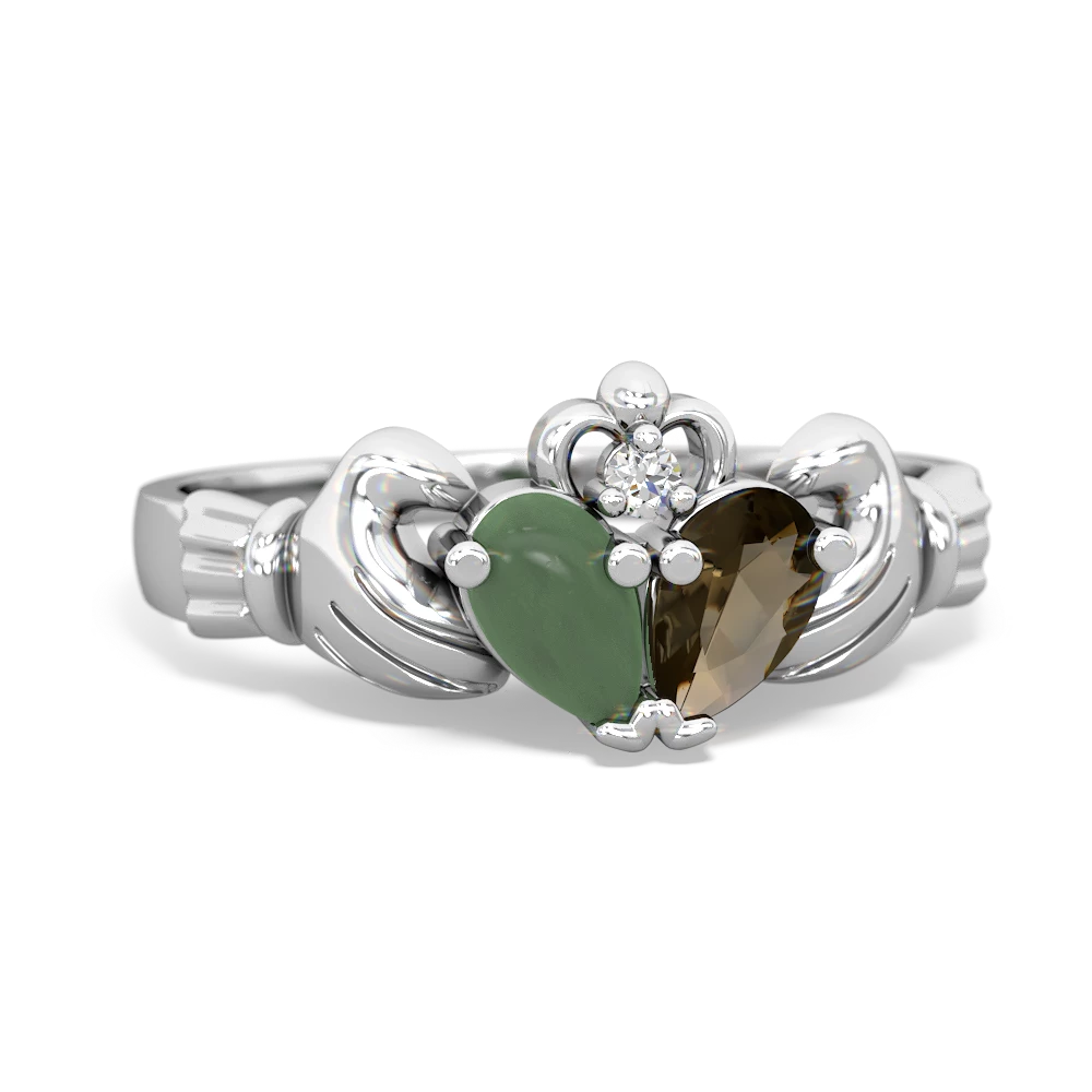 Jade 'Our Heart' Claddagh 14K White Gold ring R2388