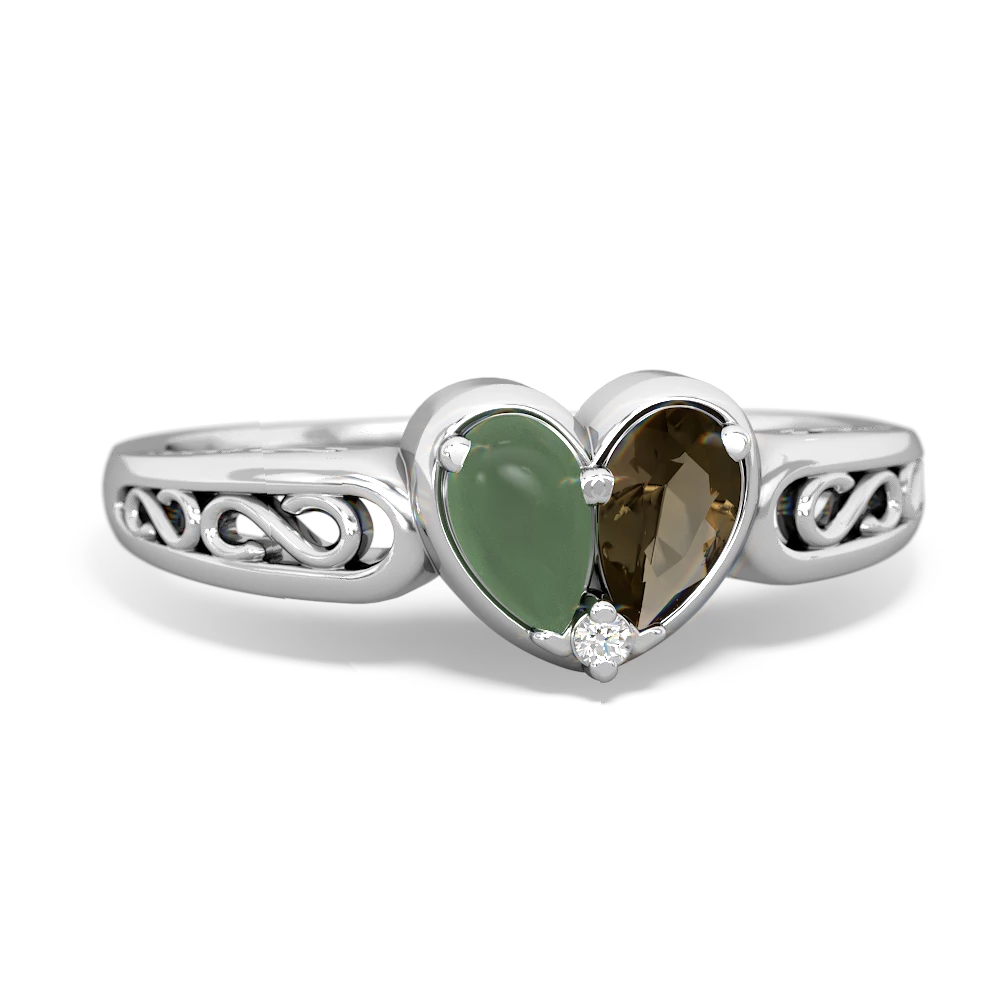 Jade Filligree 'One Heart' 14K White Gold ring R5070