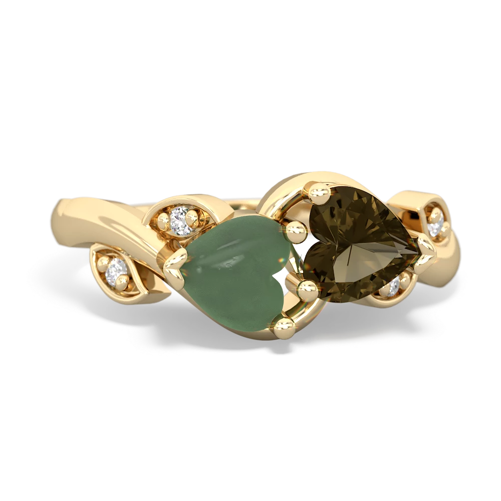 Jade Floral Elegance 14K Yellow Gold ring R5790