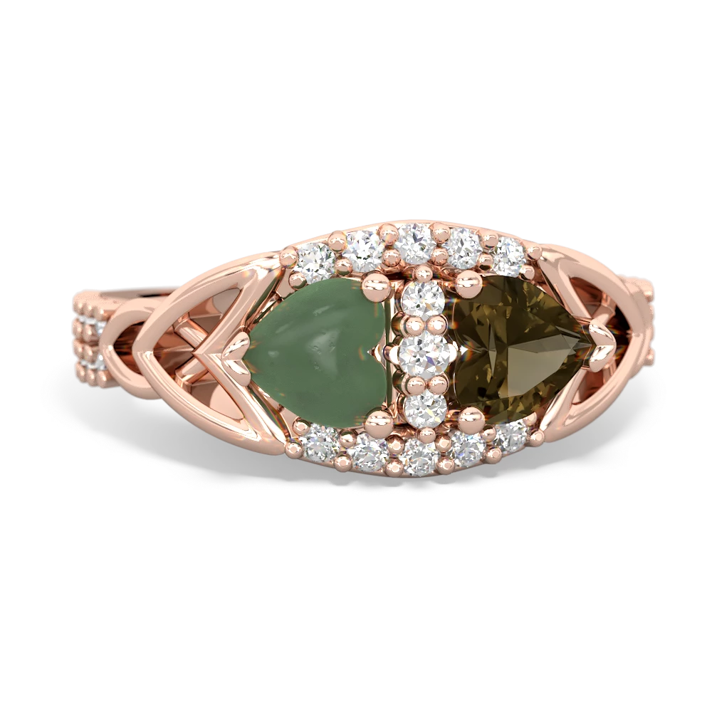 Jade Sparkling Celtic Knot 14K Rose Gold ring R2645