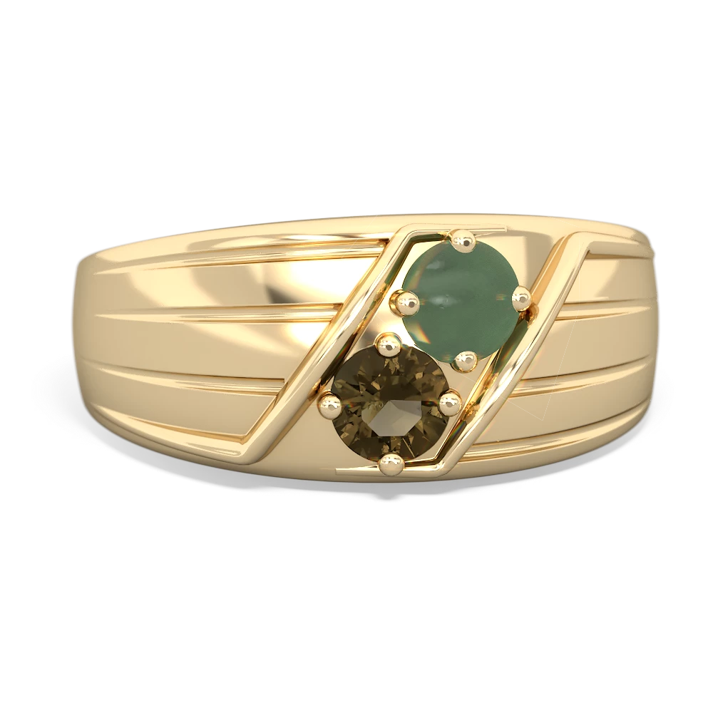 Jade Men's Streamline 14K Yellow Gold ring R0460