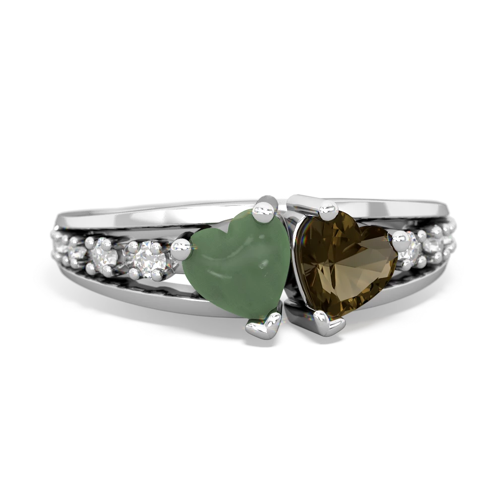 Jade Heart To Heart 14K White Gold ring R3342