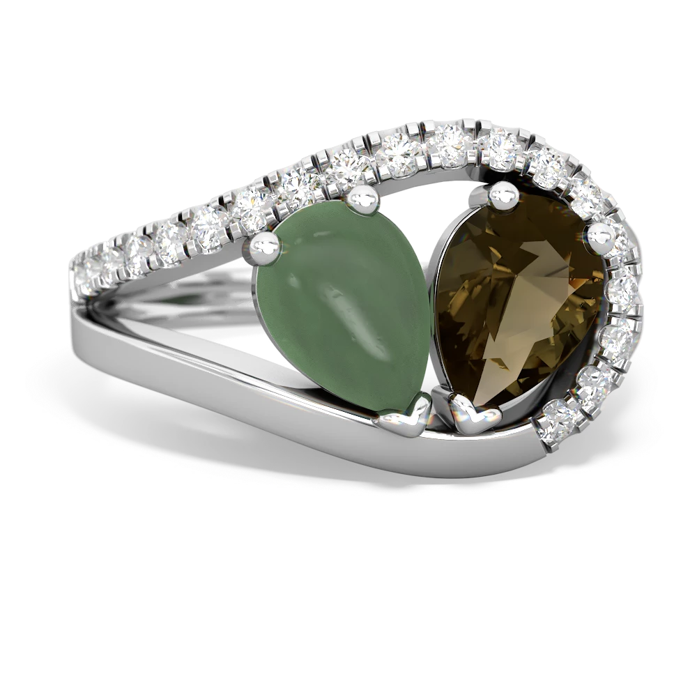 Jade Nestled Heart Keepsake 14K White Gold ring R5650