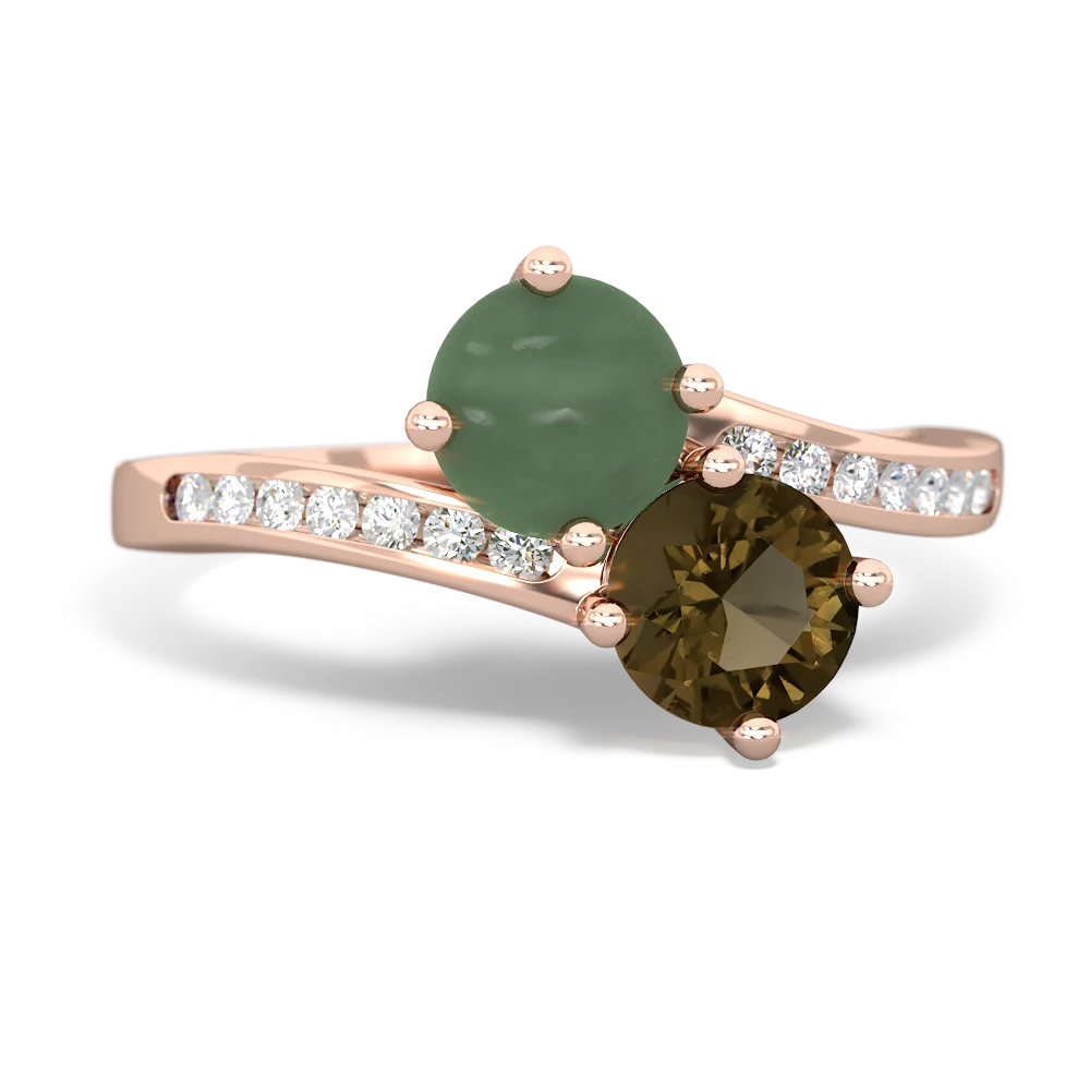 Jade Channel Set Two Stone 14K Rose Gold ring R5303