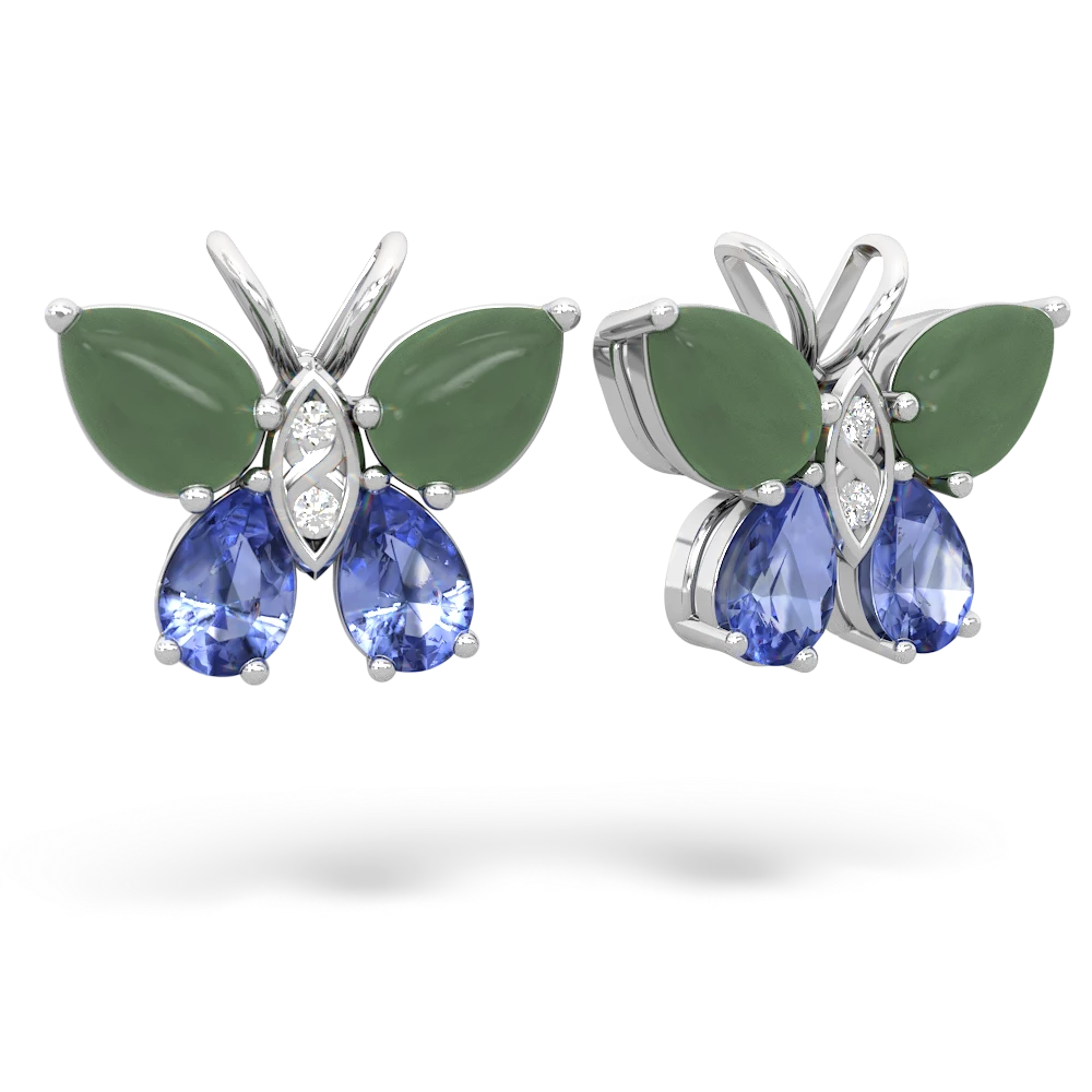 Jade Butterfly 14K White Gold earrings E2215