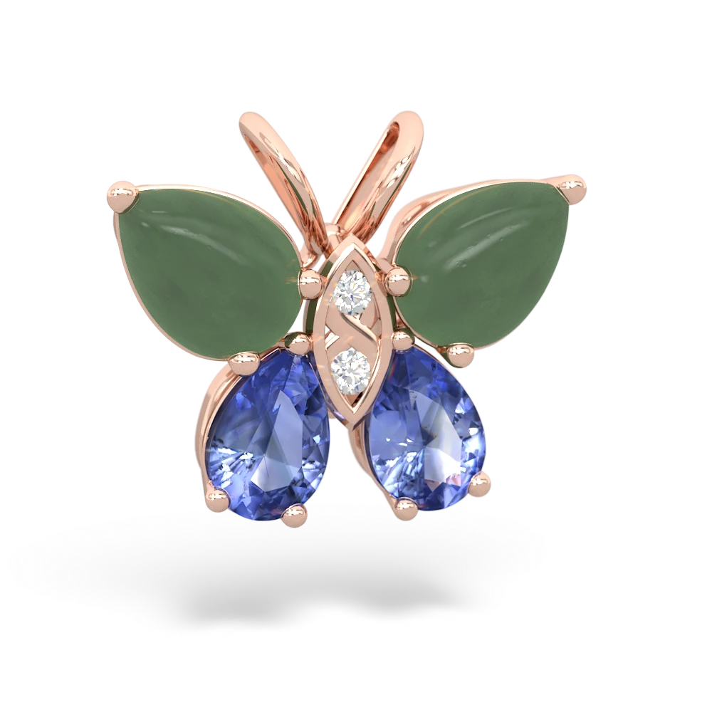 Jade Butterfly 14K Rose Gold pendant P2215