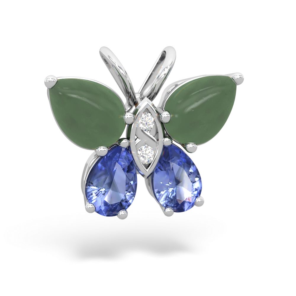 Jade Butterfly 14K White Gold pendant P2215