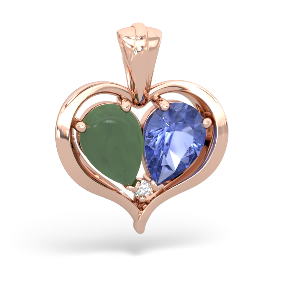 Jade Two Become One 14K Rose Gold pendant P5330