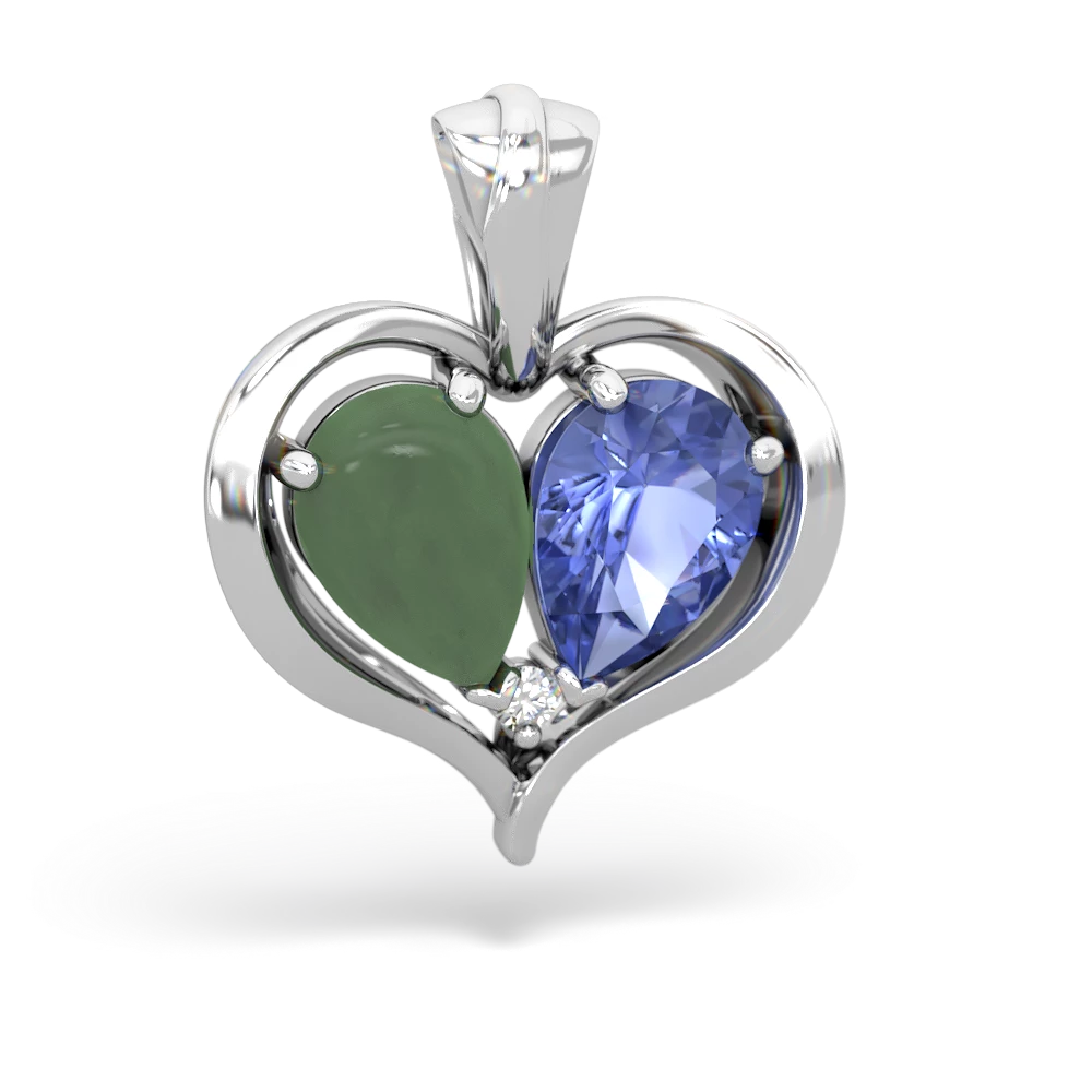 Jade Two Become One 14K White Gold pendant P5330