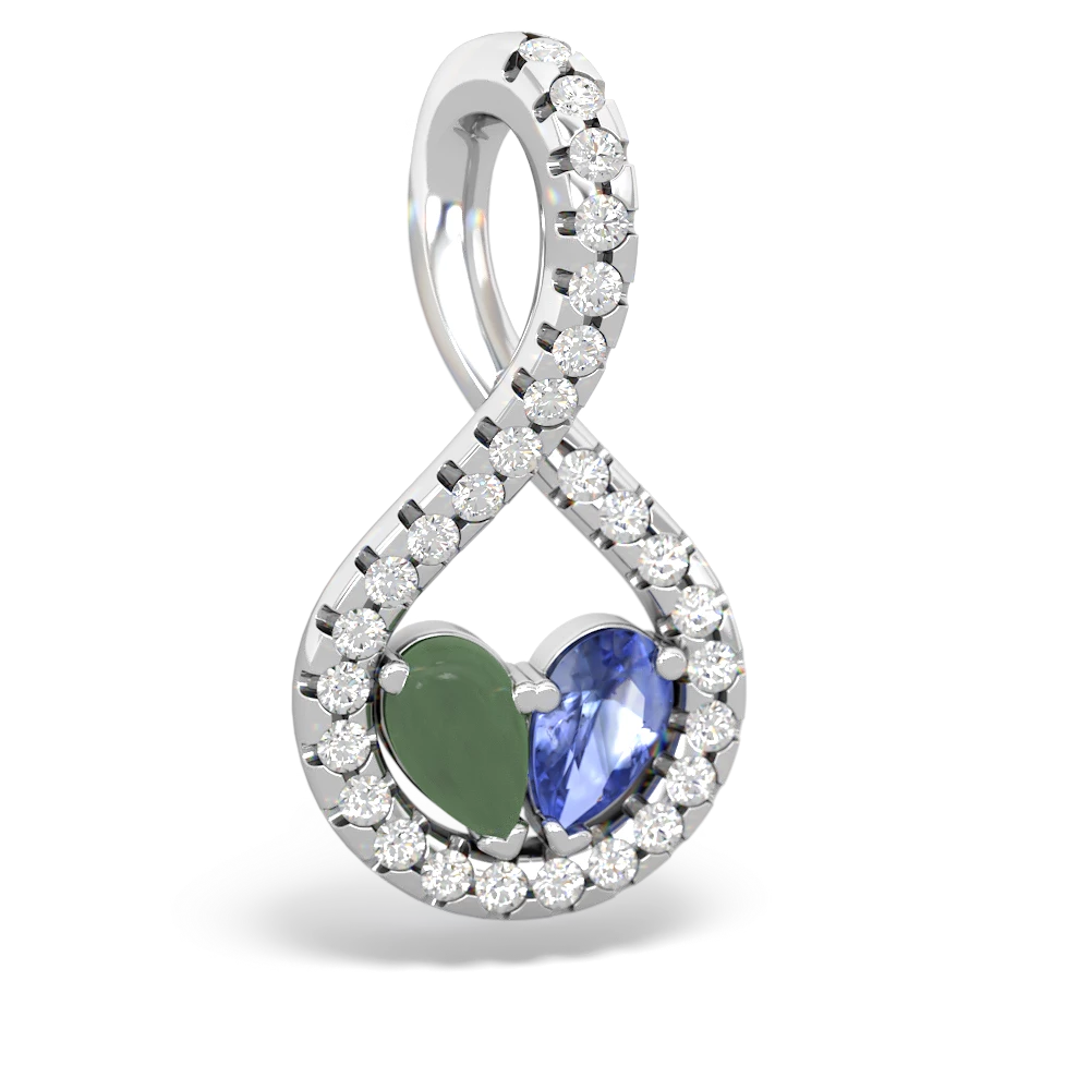 Jade Pave Twist 'One Heart' 14K White Gold pendant P5360