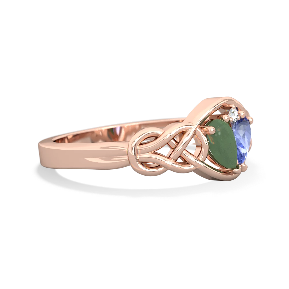 Jade Celtic Love Knot 14K Rose Gold ring R5420