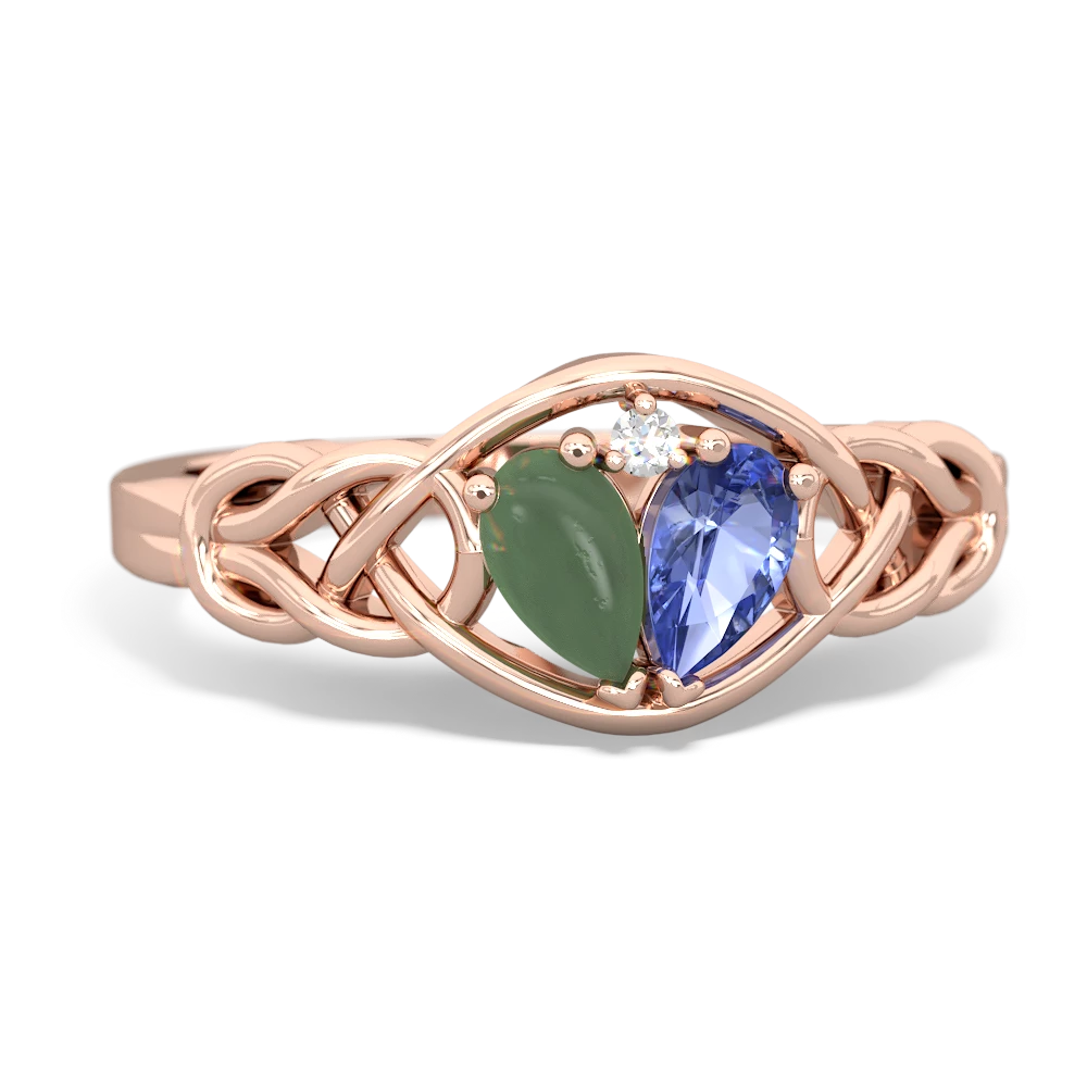 Jade Celtic Love Knot 14K Rose Gold ring R5420