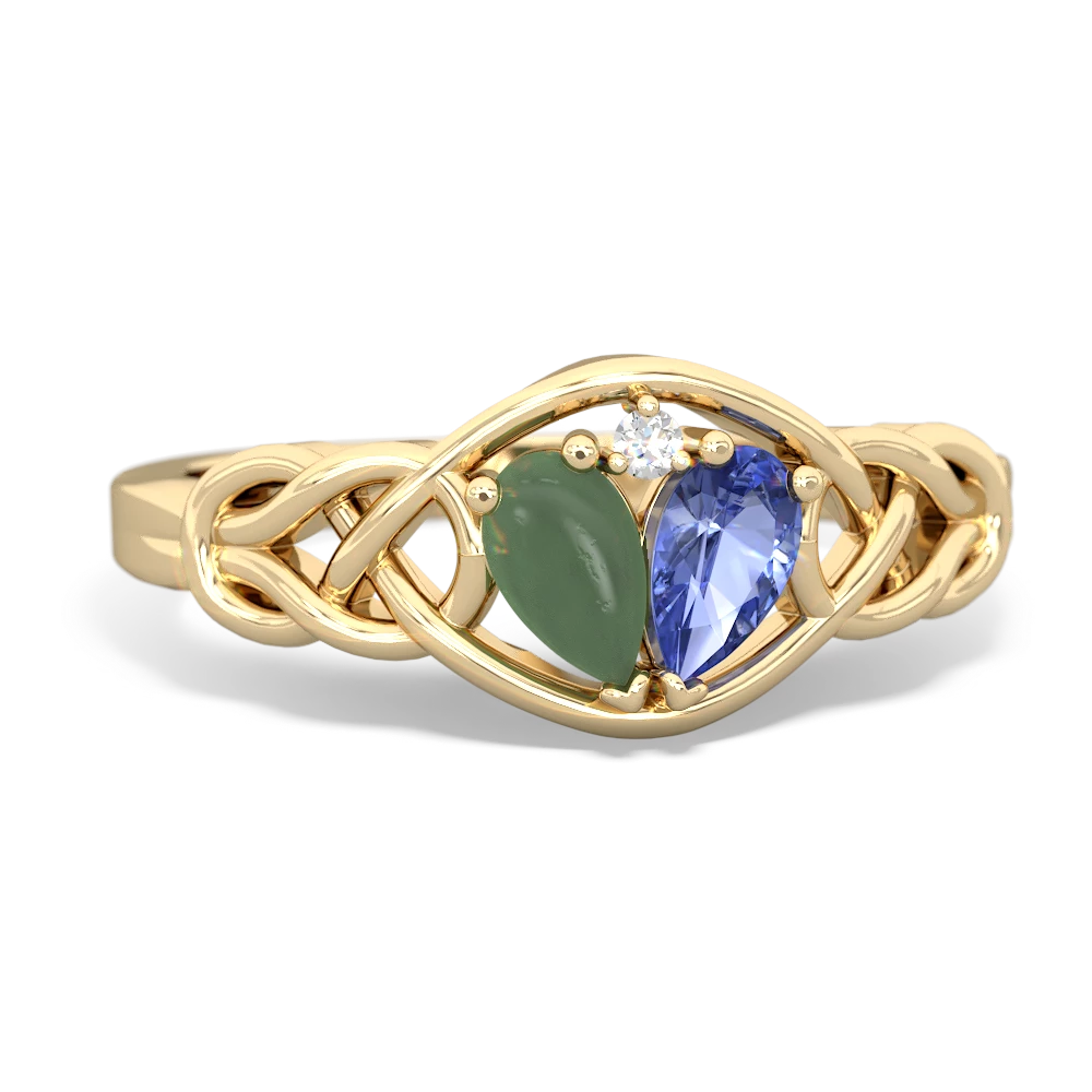 Jade Celtic Love Knot 14K Yellow Gold ring R5420