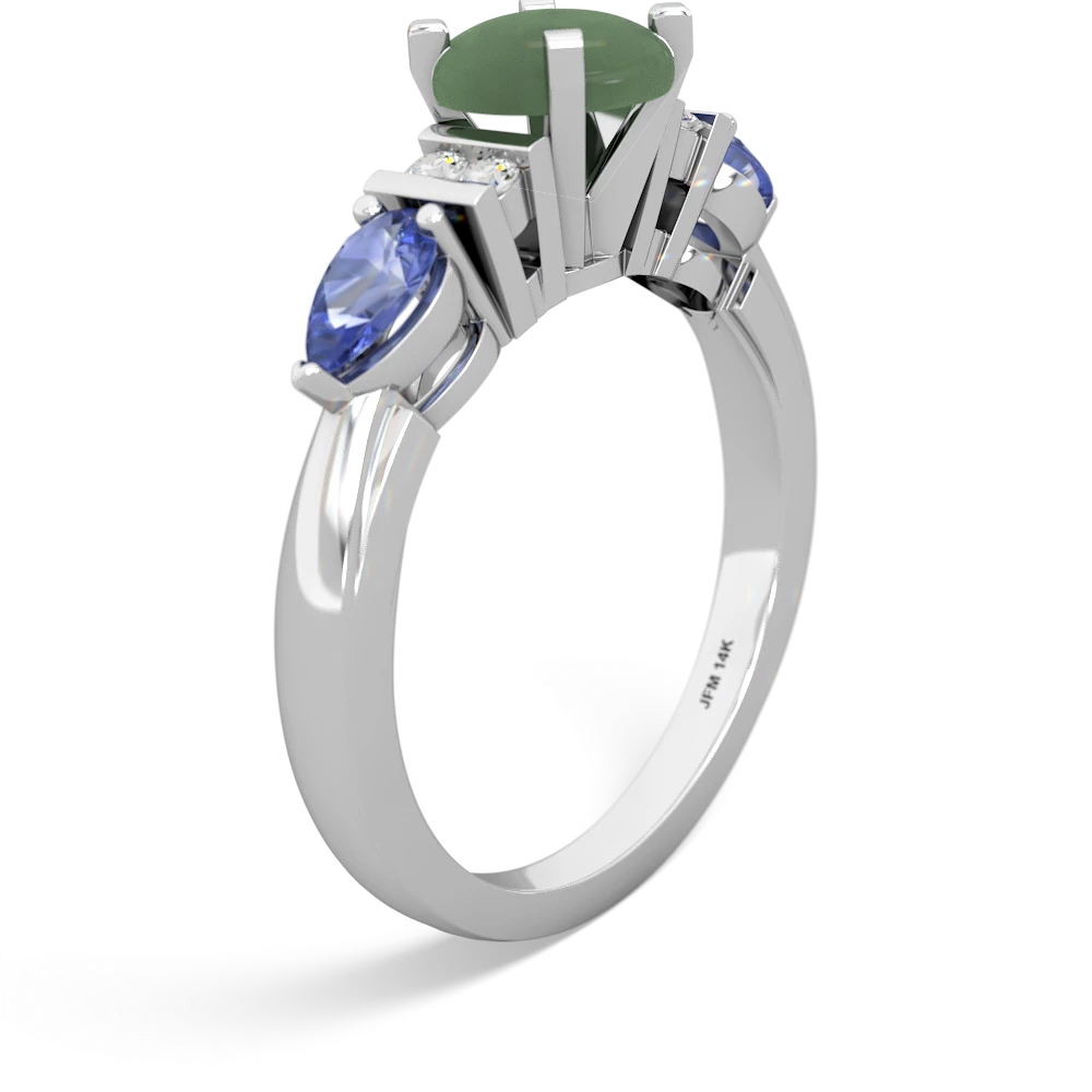 Jade 6Mm Round Eternal Embrace Engagement 14K White Gold ring R2005