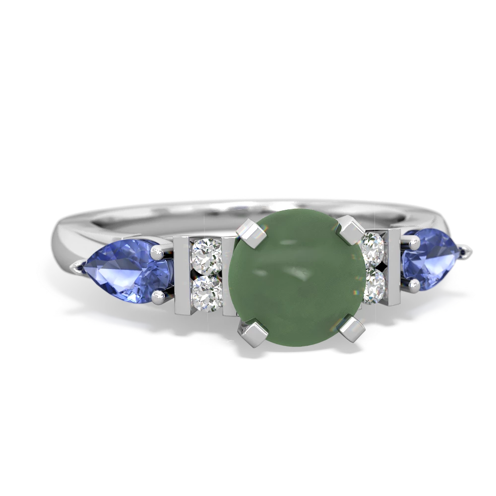 Jade 6Mm Round Eternal Embrace Engagement 14K White Gold ring R2005