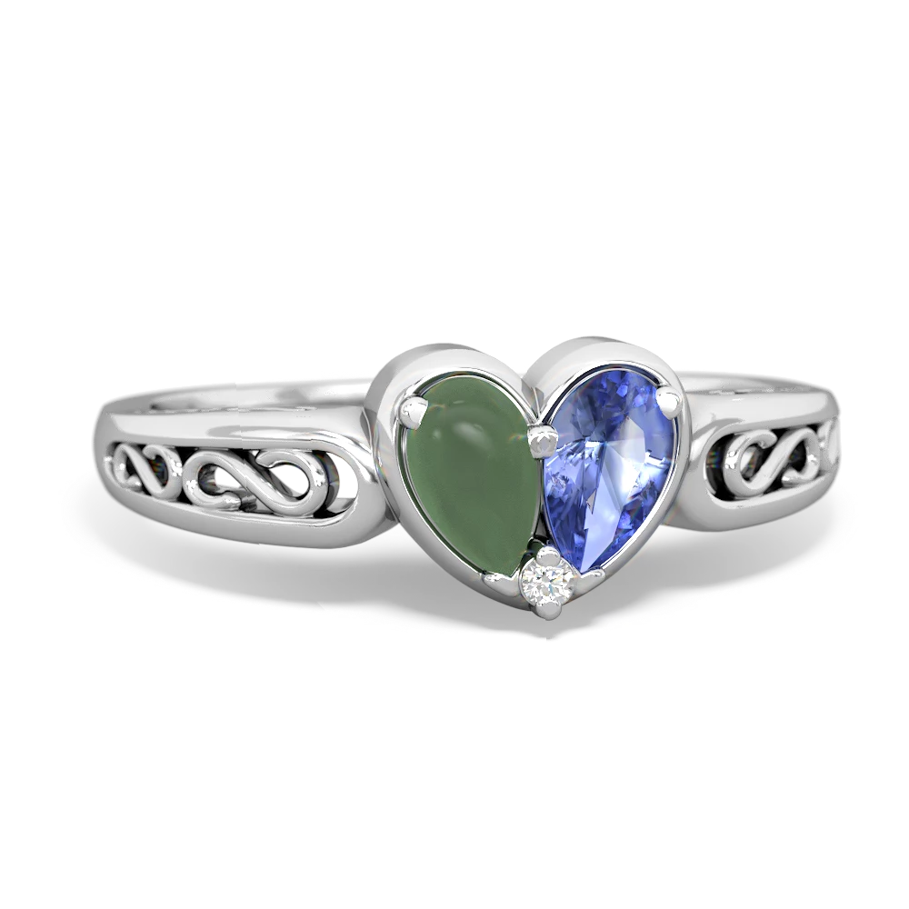 Jade Filligree 'One Heart' 14K White Gold ring R5070