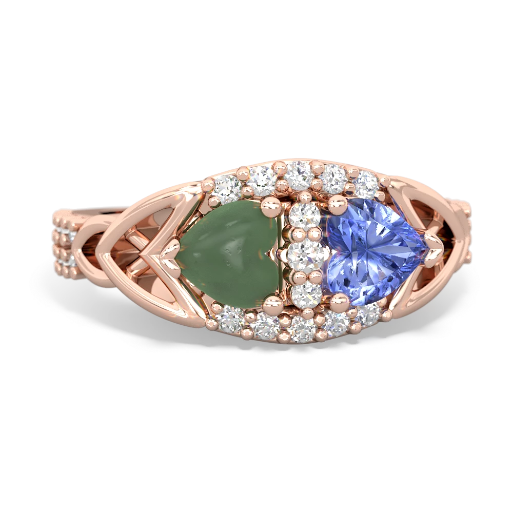 Jade Sparkling Celtic Knot 14K Rose Gold ring R2645