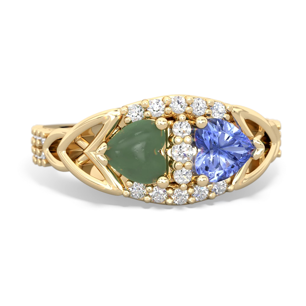 Jade Sparkling Celtic Knot 14K Yellow Gold ring R2645