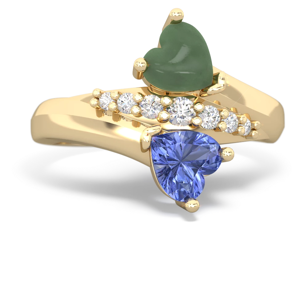 Jade Heart To Heart 14K Yellow Gold ring R2064