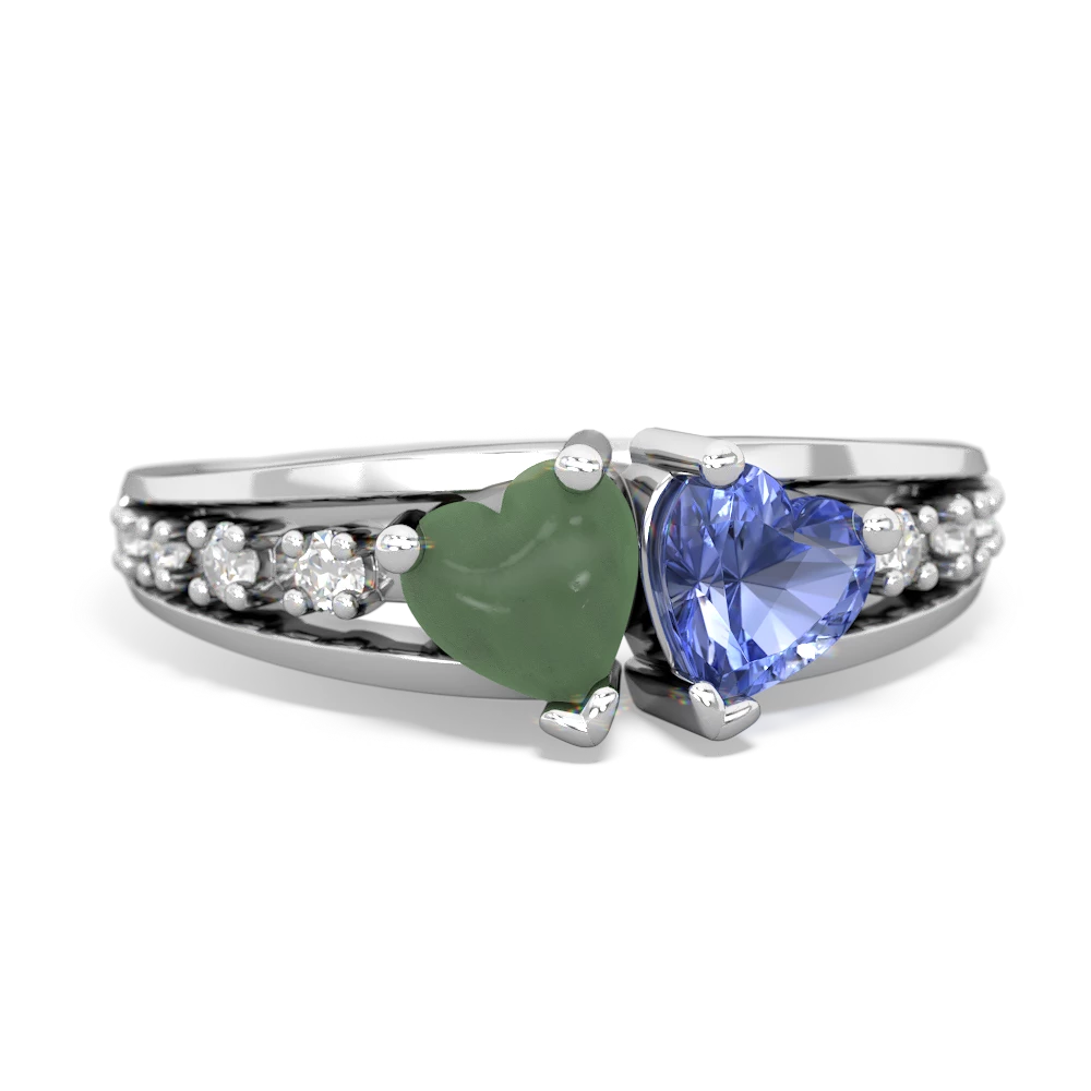 Jade Heart To Heart 14K White Gold ring R3342