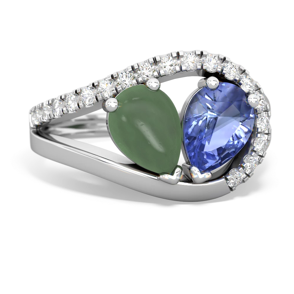 Jade Nestled Heart Keepsake 14K White Gold ring R5650