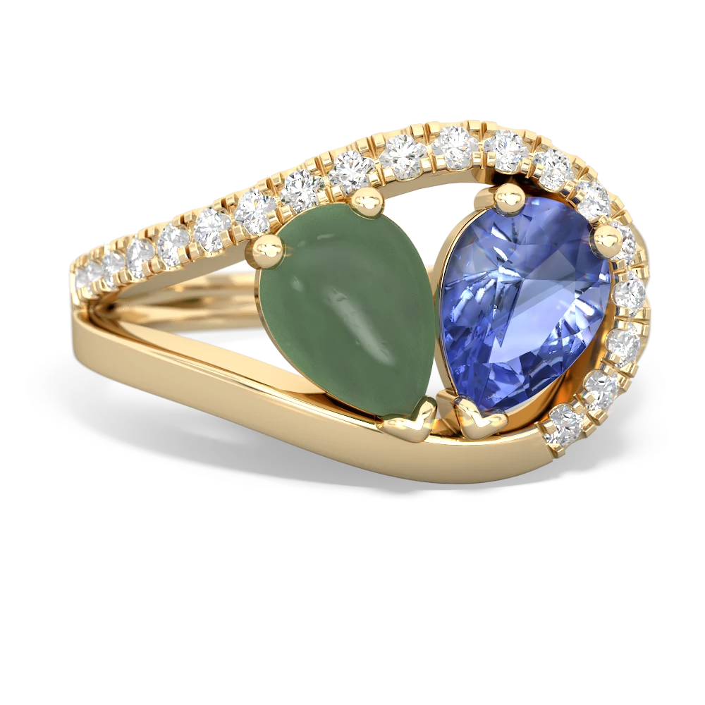 Jade Nestled Heart Keepsake 14K Yellow Gold ring R5650