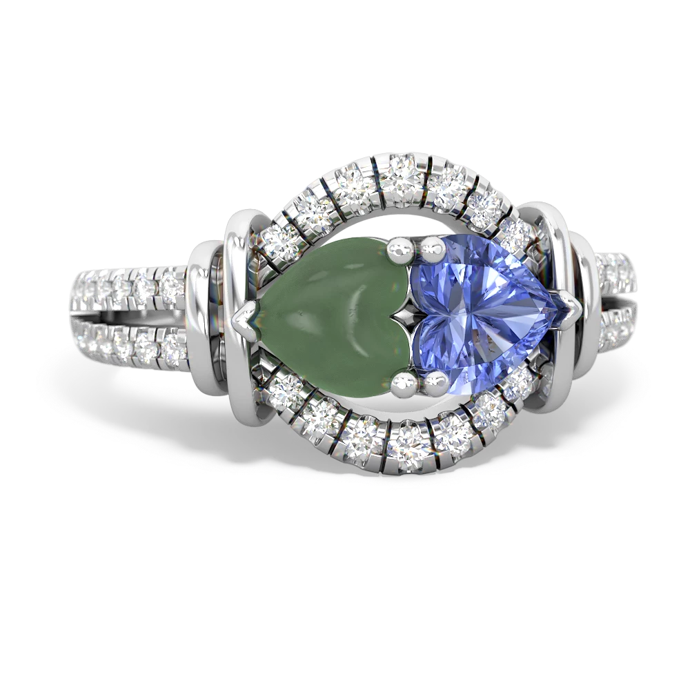 Jade Art-Deco Keepsake 14K White Gold ring R5630