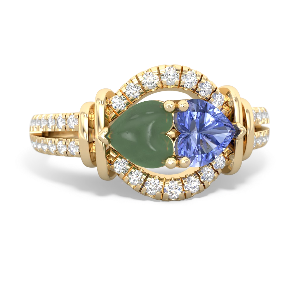 Jade Art-Deco Keepsake 14K Yellow Gold ring R5630