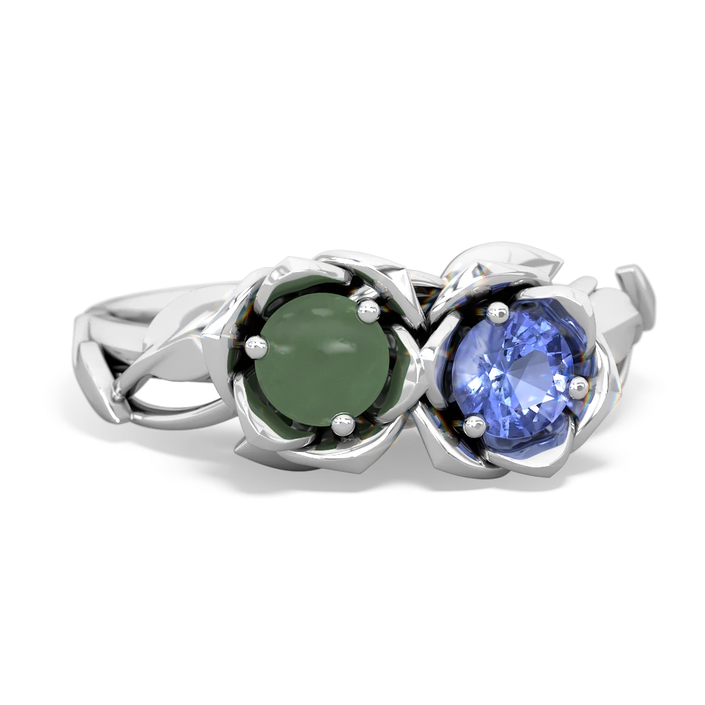 Jade Rose Garden 14K White Gold ring R5510