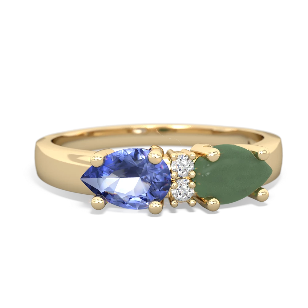 Jade Pear Bowtie 14K Yellow Gold ring R0865