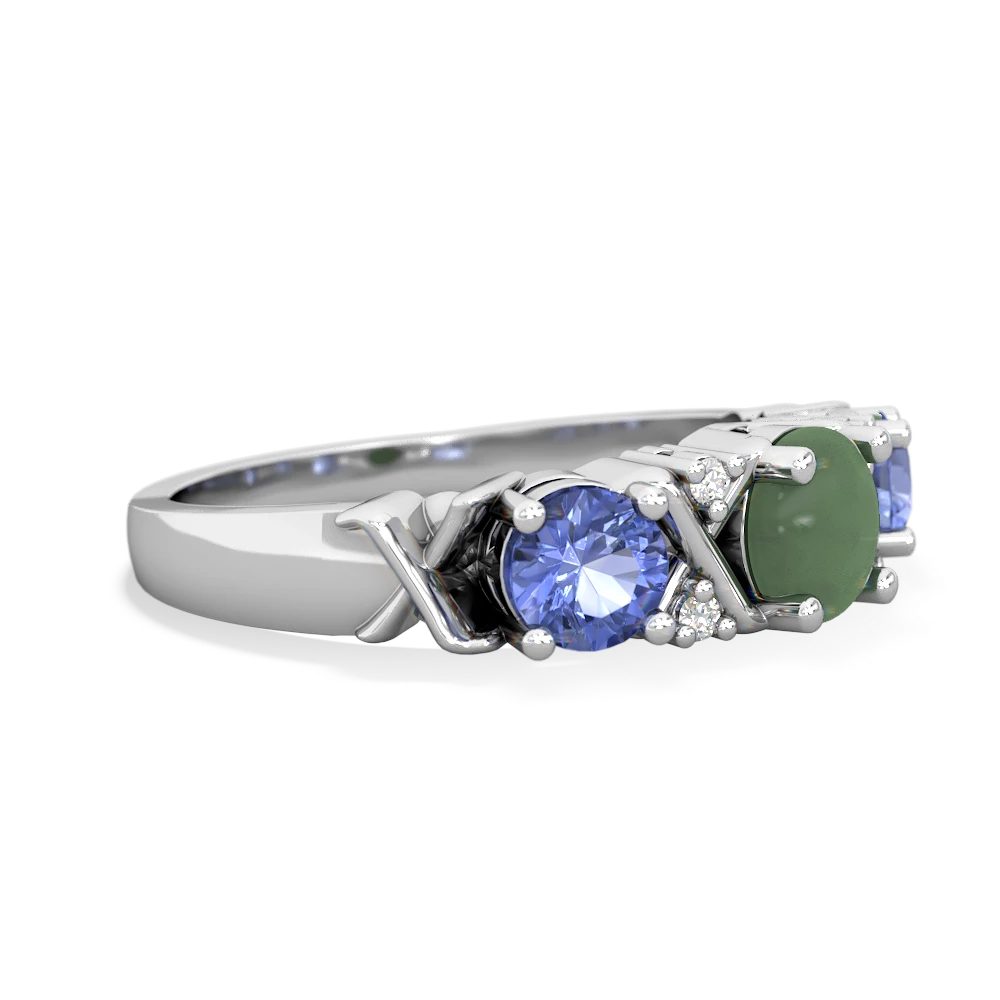 Jade Hugs And Kisses 14K White Gold ring R5016