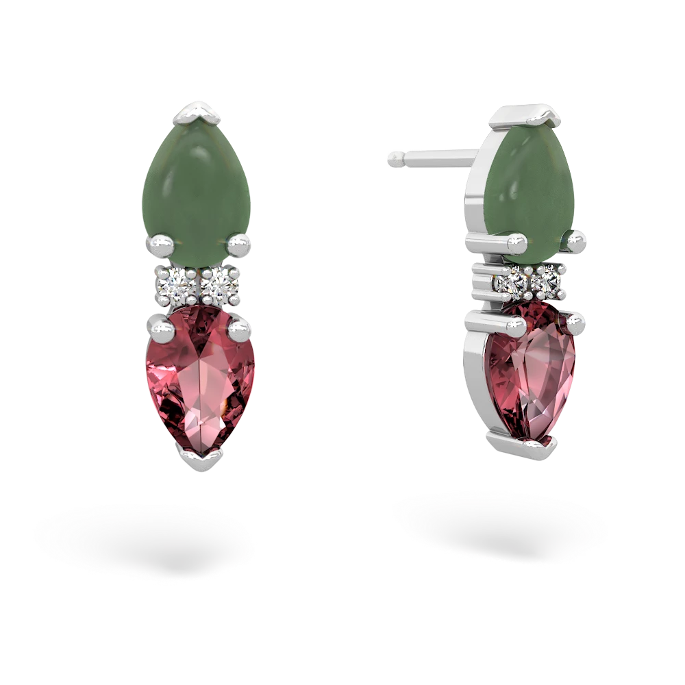 Jade Bowtie Drop 14K White Gold earrings E0865