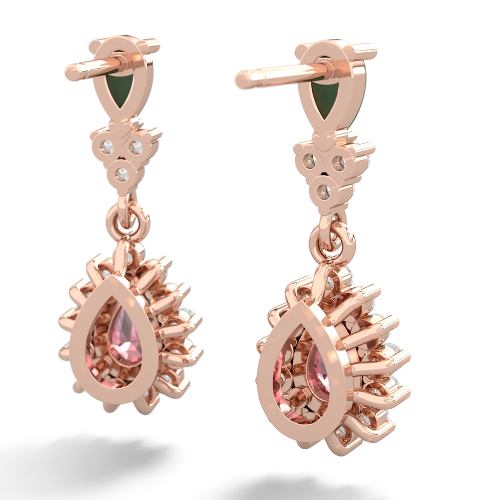 Jade Halo Pear Dangle 14K Rose Gold earrings E1882