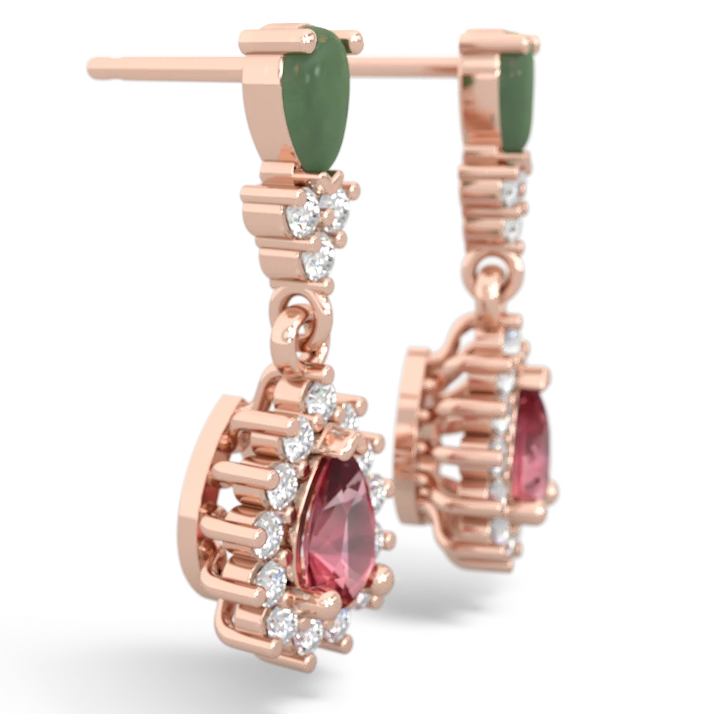 Jade Halo Pear Dangle 14K Rose Gold earrings E1882