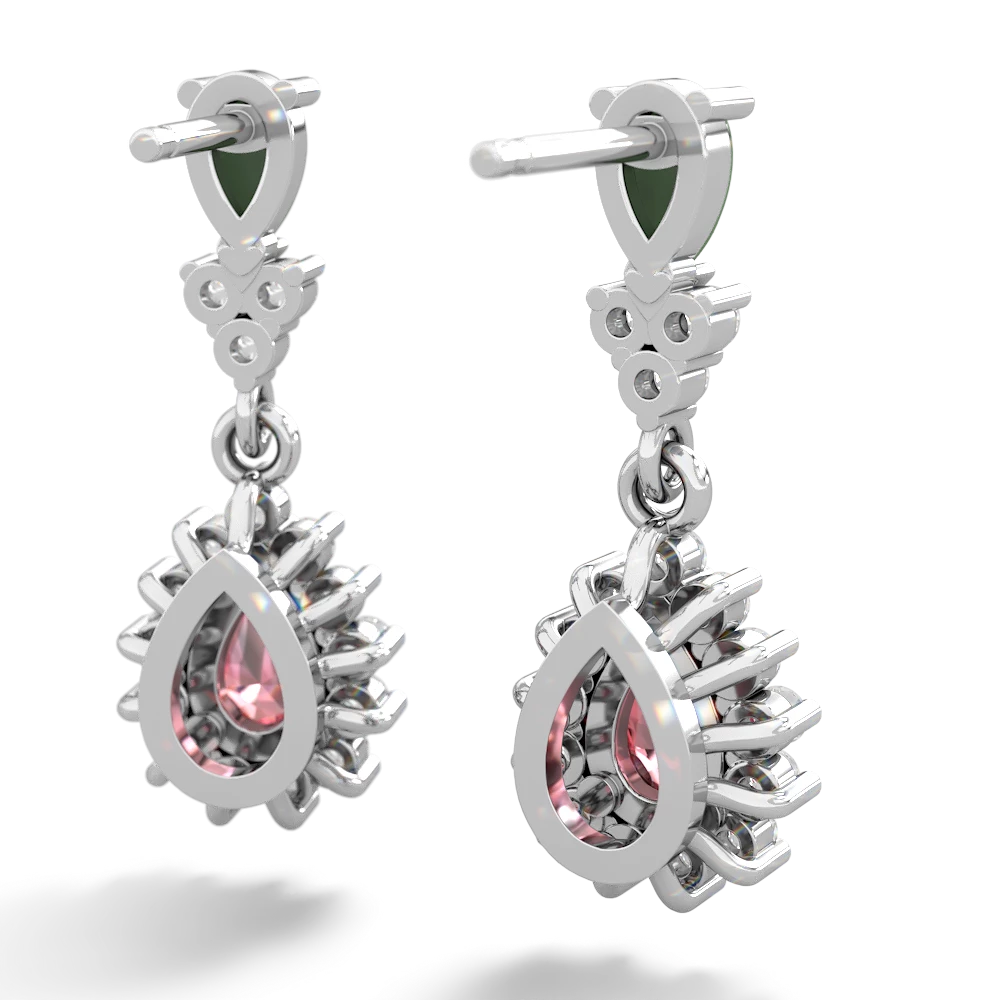 Jade Halo Pear Dangle 14K White Gold earrings E1882